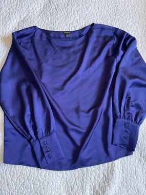 Ann Taylor Factory Deep Violet Long-Sleeve Blouse